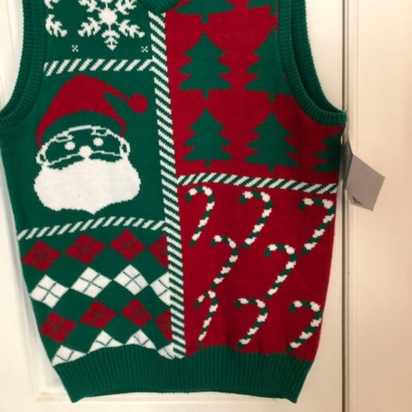 (hold)Ugly Christmas sweater vest green red Unisex - Picture 2 of 2